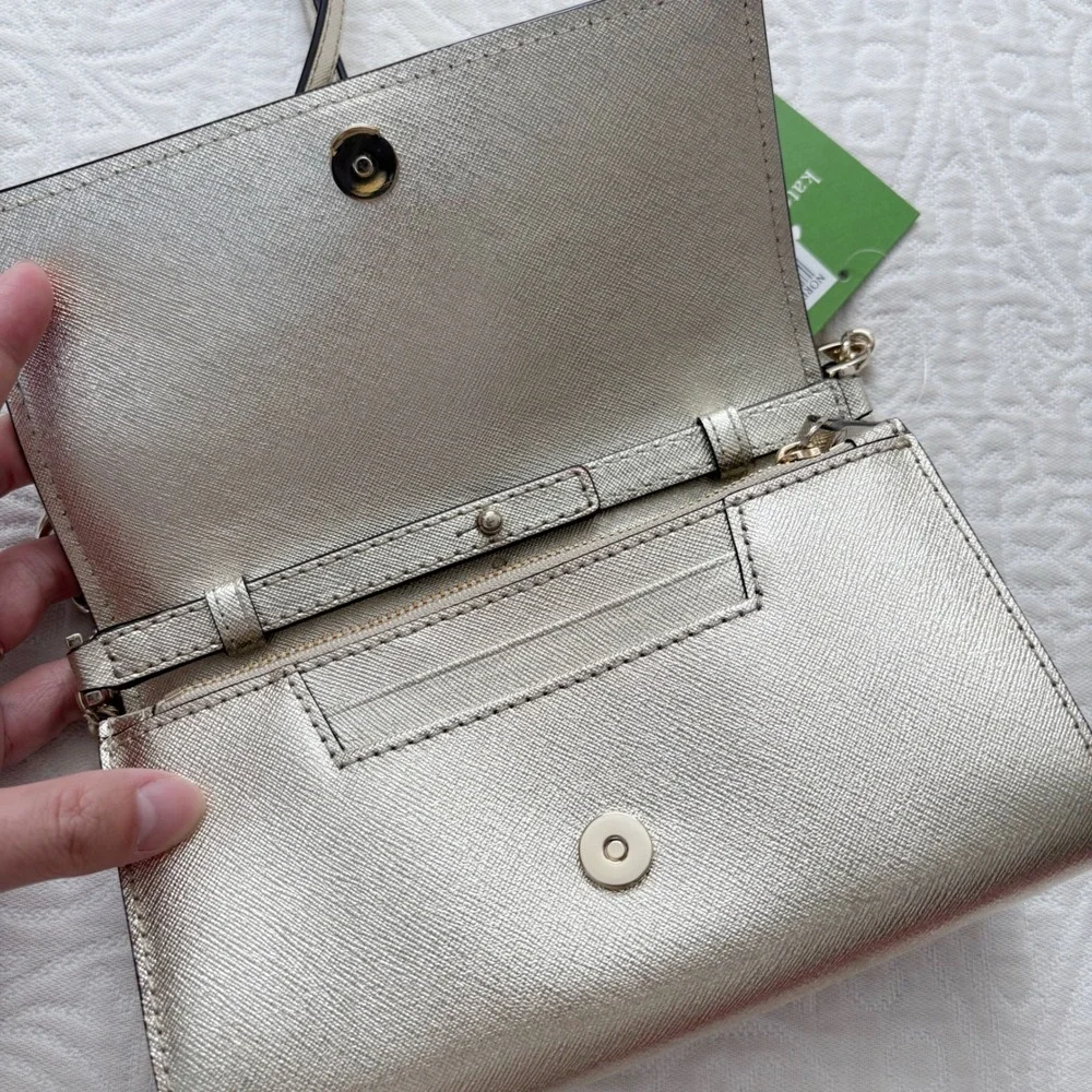 Kate Spade Cameron Street Corin Leather Crossbody‎ Wallet, Gold